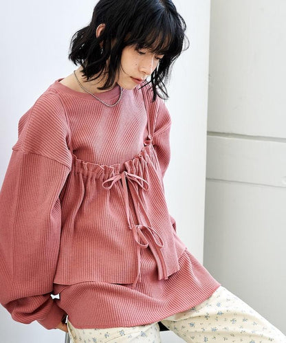 【套裝商品】華夫格長袖T恤與吊帶背心套裝