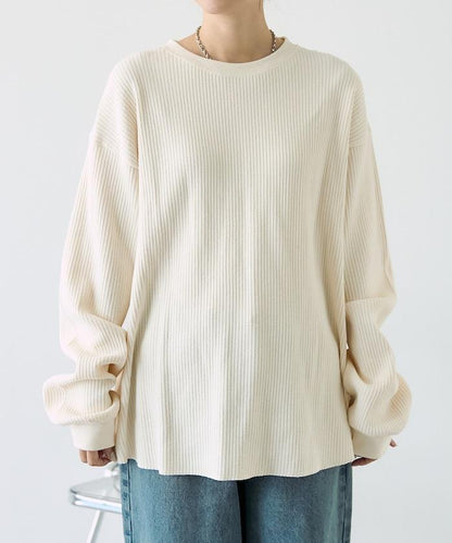 【套裝商品】華夫格長袖T恤與吊帶背心套裝