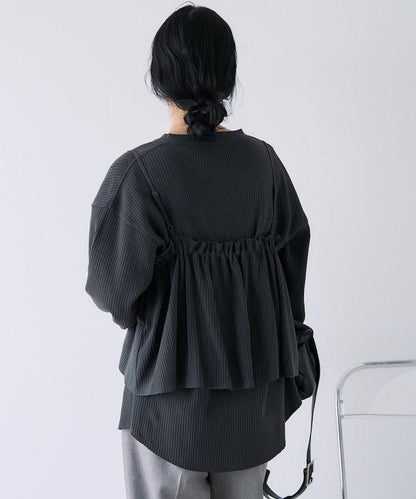 【套裝商品】華夫格長袖T恤與吊帶背心套裝