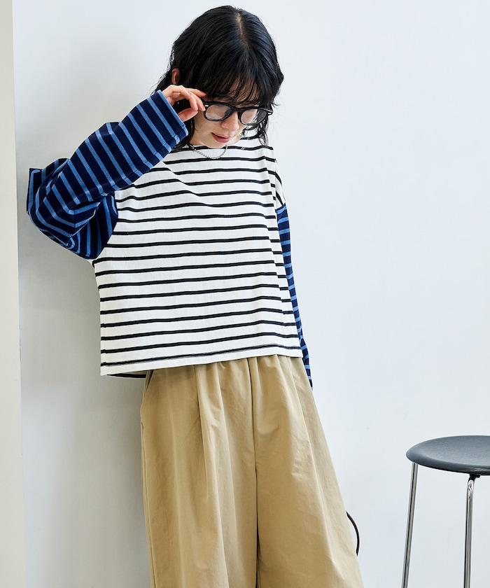 拼接條紋上衣