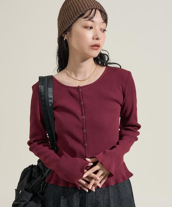 剪裁羅紋2WAY修身開衫/按扣開衫