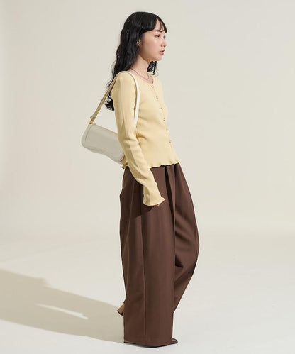 剪裁羅紋2WAY修身開衫/按扣開衫