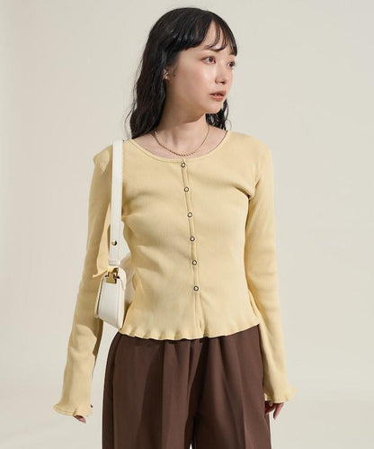 剪裁羅紋2WAY修身開衫/按扣開衫