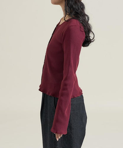 剪裁羅紋2WAY修身開衫/按扣開衫