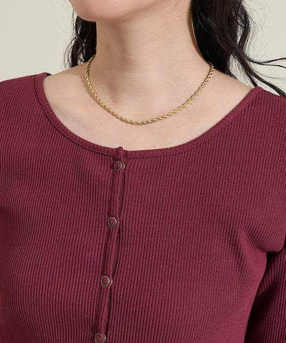 剪裁羅紋2WAY修身開衫/按扣開衫