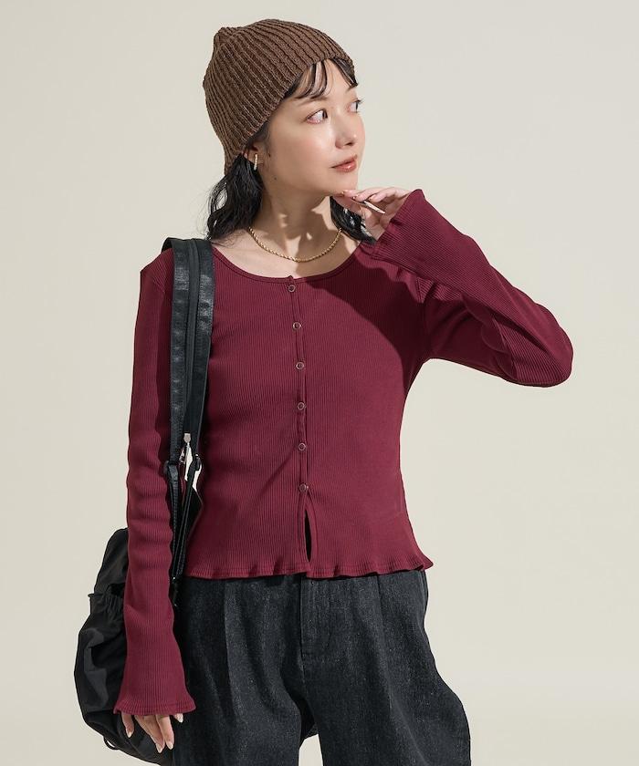 剪裁羅紋2WAY修身開衫/按扣開衫