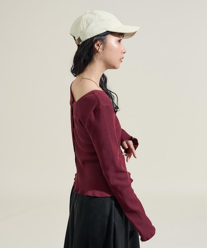 剪裁羅紋2WAY修身開衫/按扣開衫