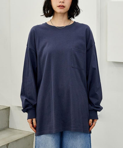 大口袋長袖T恤