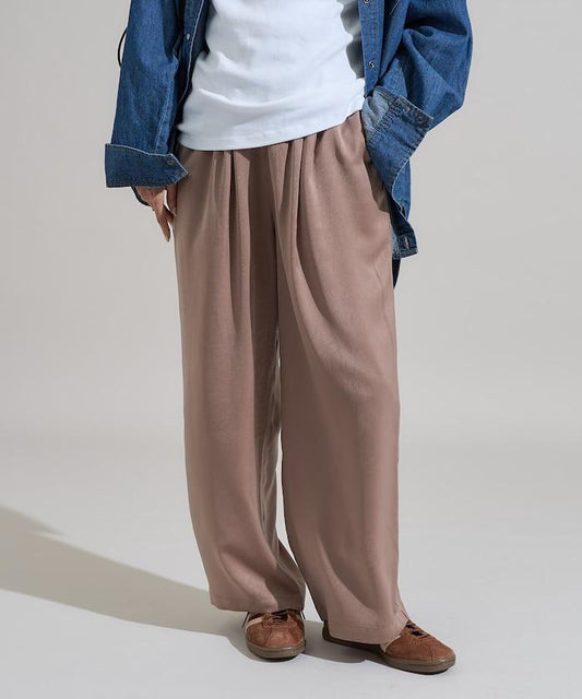 緞面褶皺休閒長褲<可搭配套裝>