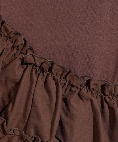 荷葉邊網紗拼接長袖T恤