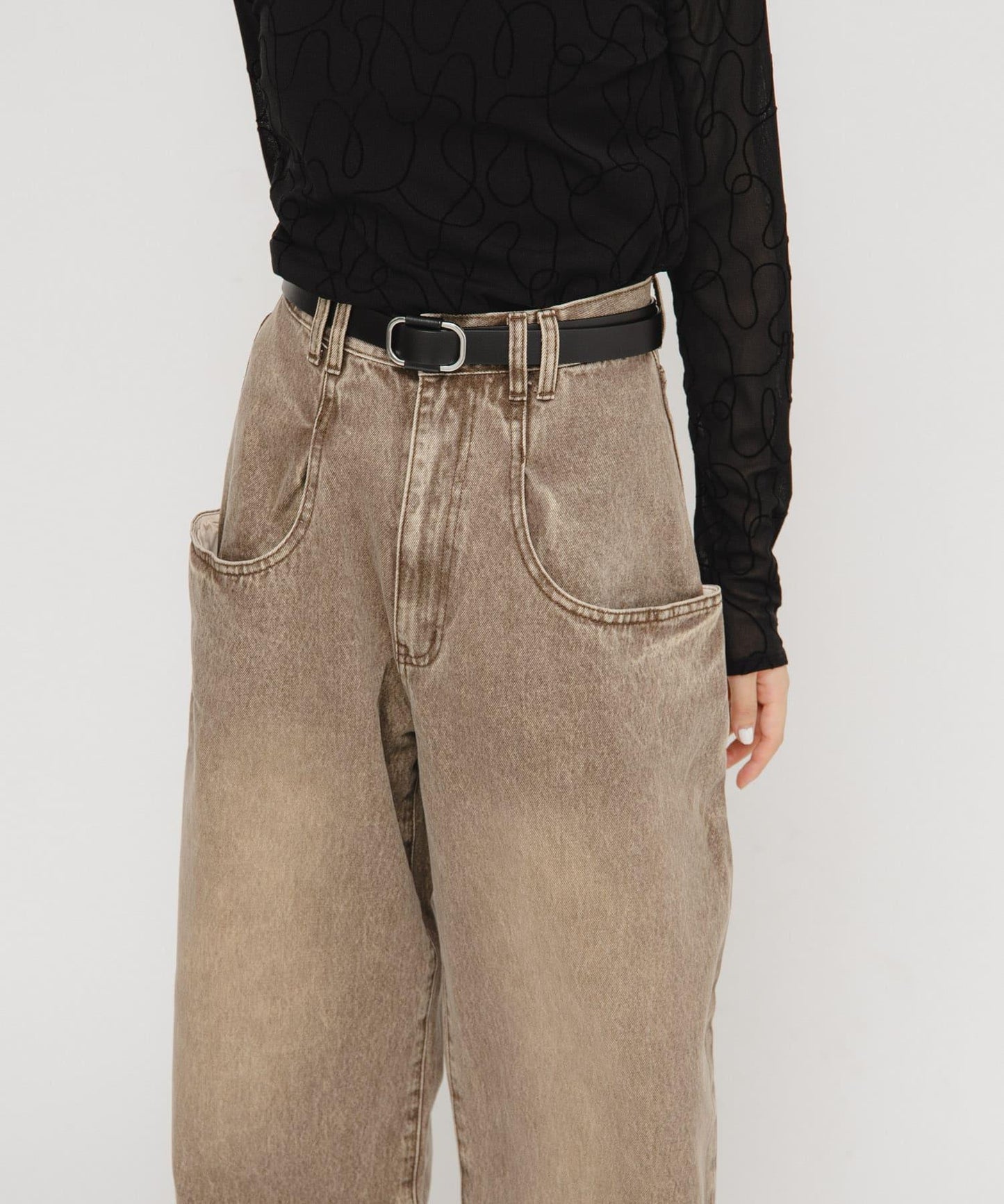 「部分色」「3尺碼可選」大口袋設計牛仔褲