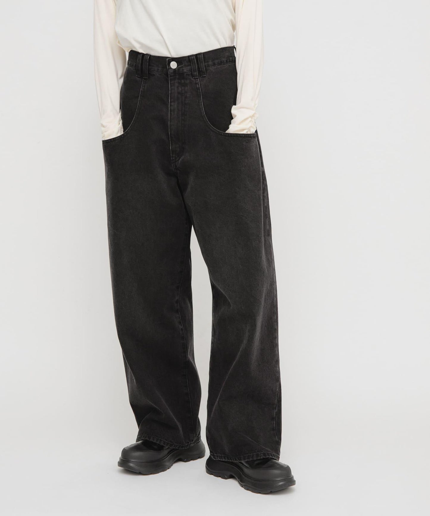 「部分色」「3尺碼可選」大口袋設計牛仔褲