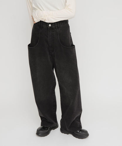 「部分色」「3尺碼可選」大口袋設計牛仔褲