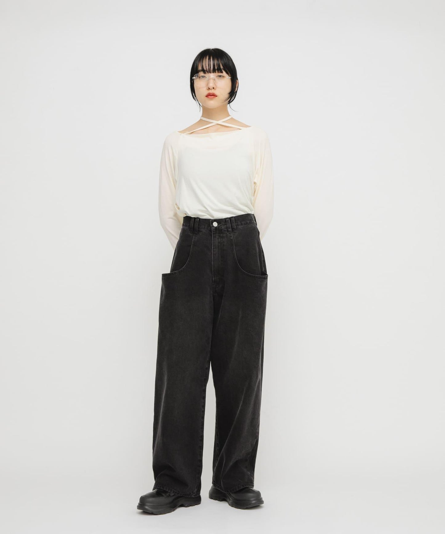 「部分色」「3尺碼可選」大口袋設計牛仔褲