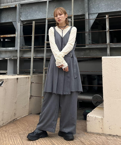 百褶裙套裝揹帶褲