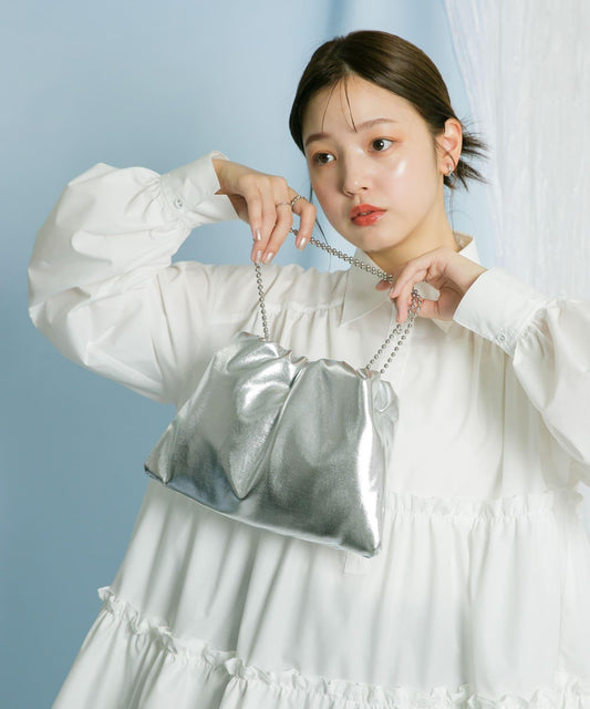 球形鏈條褶皺手提包