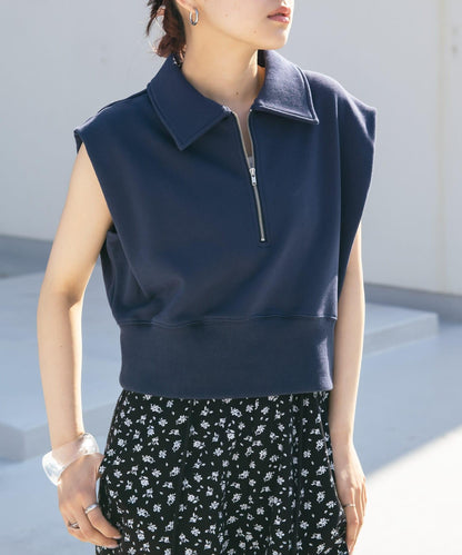 肩部褶皺拉鍊衛衣