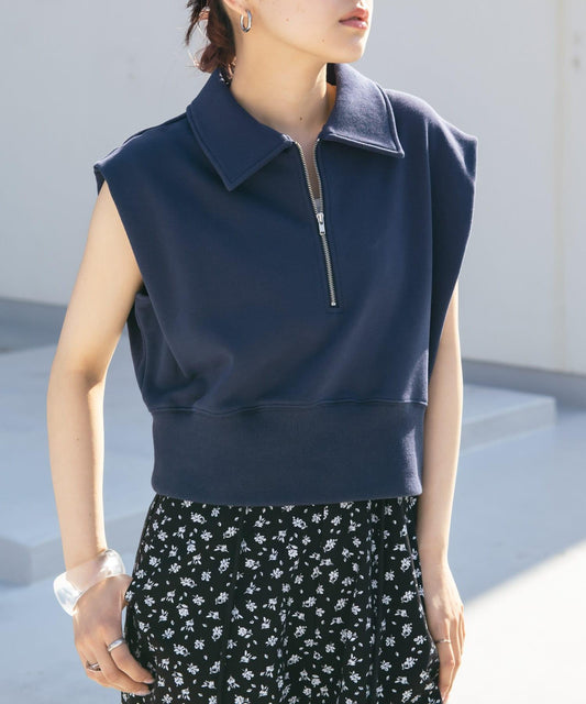 肩部褶皺拉鍊衛衣