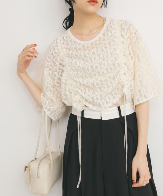 抽繩蕾絲上衣