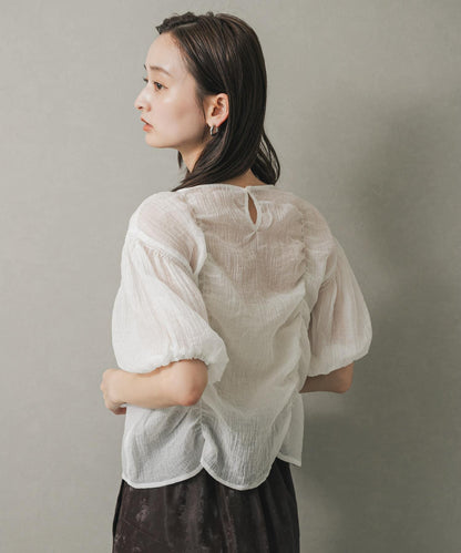 褶皺五分袖襯衫