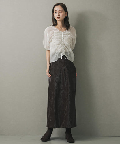 褶皺五分袖襯衫