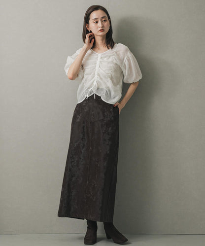 褶皺五分袖襯衫