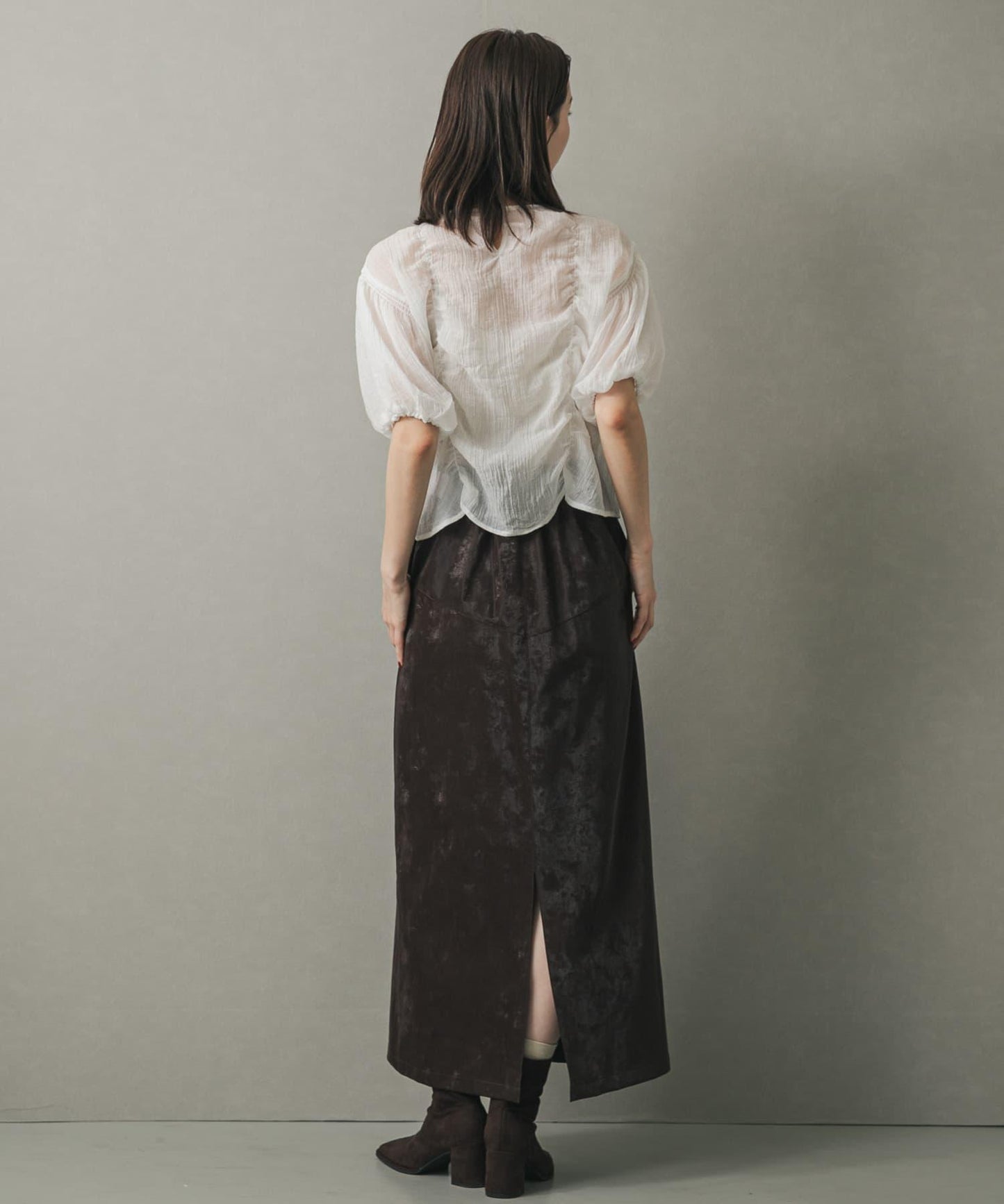 褶皺五分袖襯衫