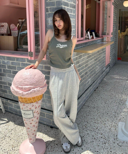 蕾絲Logo帶胸墊疊穿吊帶背心