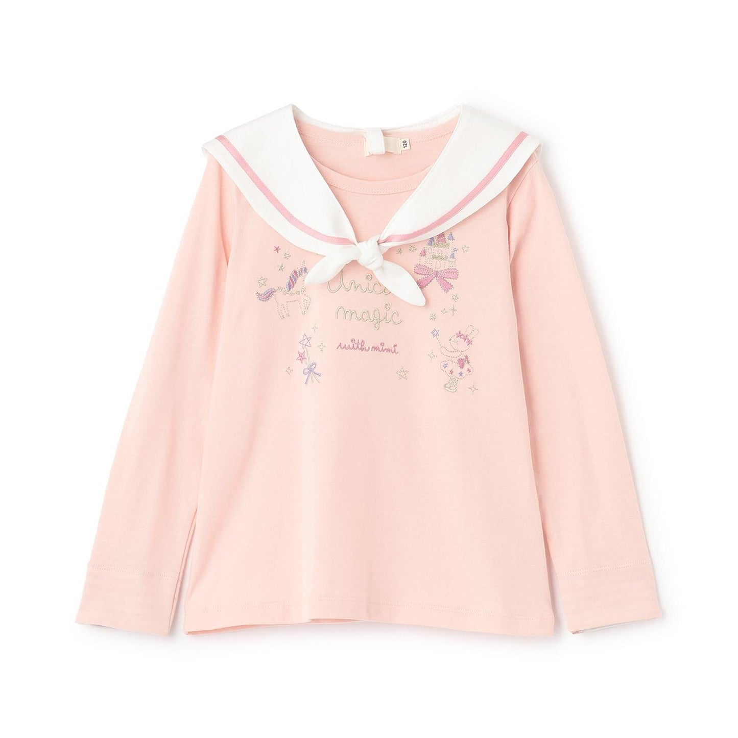 亮片獨角獸刺繡水手領長袖T恤