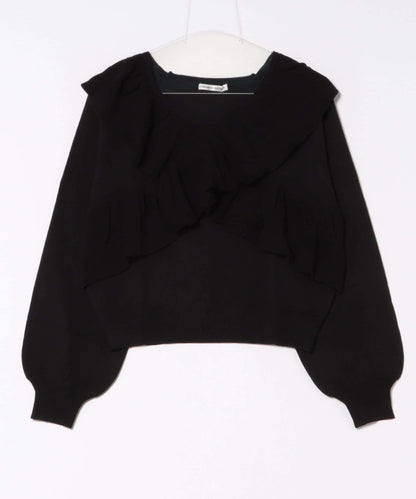 【RMAF】交叉荷葉邊針織衫