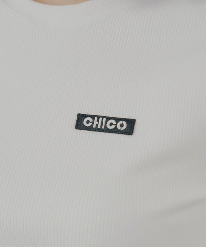 【Chico】字母標誌羅紋修身T恤