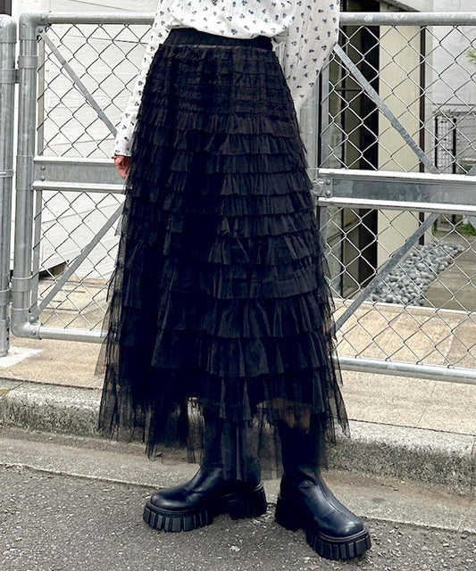 【w closet】網紗層疊半身裙