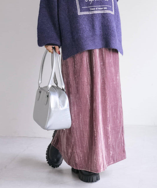 【w closet】天鵝絨直筒裙