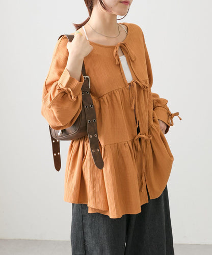 【w closet】蝴蝶結2WAY層疊拼接襯衫
