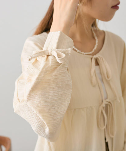 【w closet】蝴蝶結2WAY層疊拼接襯衫