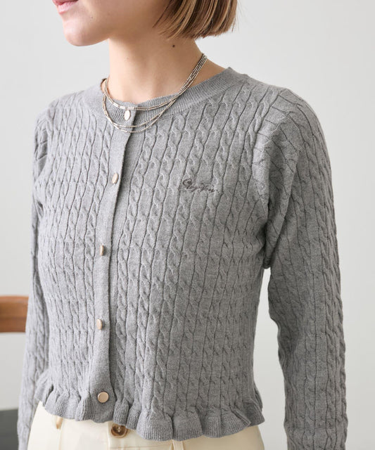 【w closet】麻花刺繡荷葉邊開衫