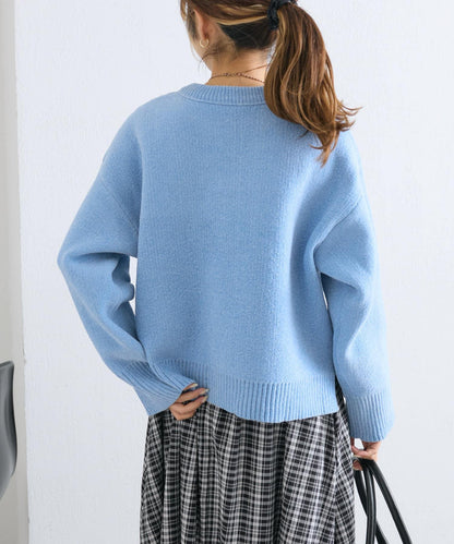 【w closet】拼色毛圈針織套頭衫