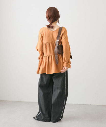 【w closet】蝴蝶結2WAY層疊拼接襯衫
