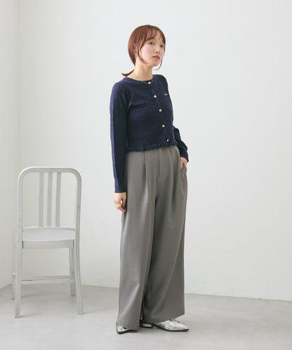 【w closet】麻花刺繡荷葉邊開衫