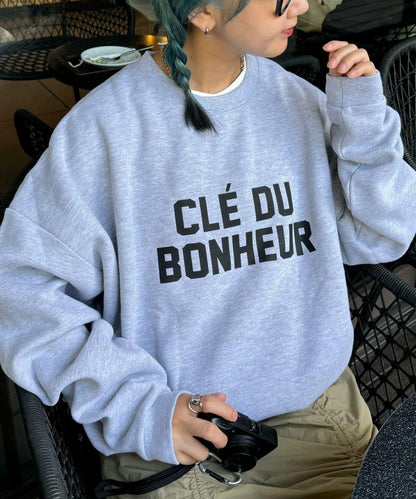 CLE'DU寬鬆版型字母印花衛衣