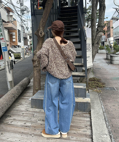 MIX圈圈紗針織套頭衫