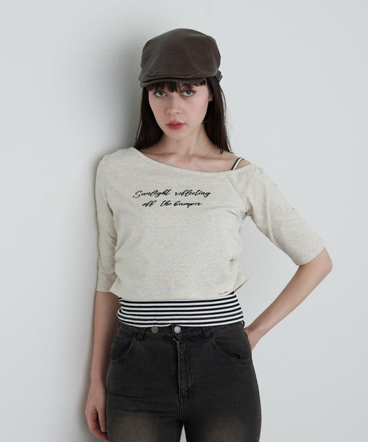 【RAY CASSIN】フロッキーロゴワンショルレイヤードTシャツ