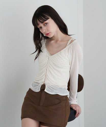 透視開衫與內衣吊帶套裝