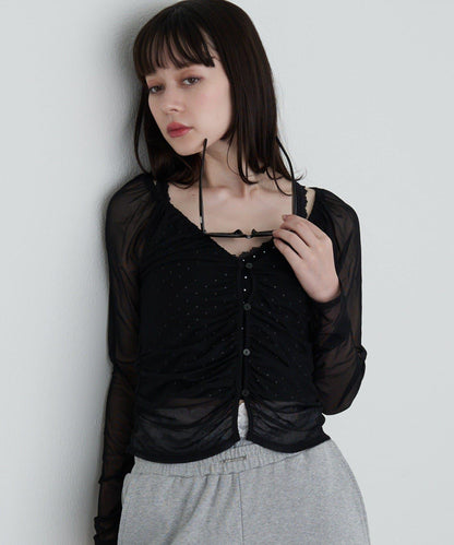 透視開衫與內衣吊帶套裝