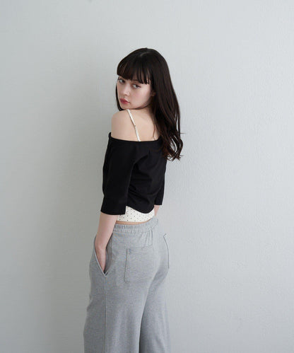 【RAY CASSIN】フロッキーロゴワンショルレイヤードTシャツ