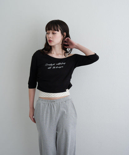 【RAY CASSIN】フロッキーロゴワンショルレイヤードTシャツ