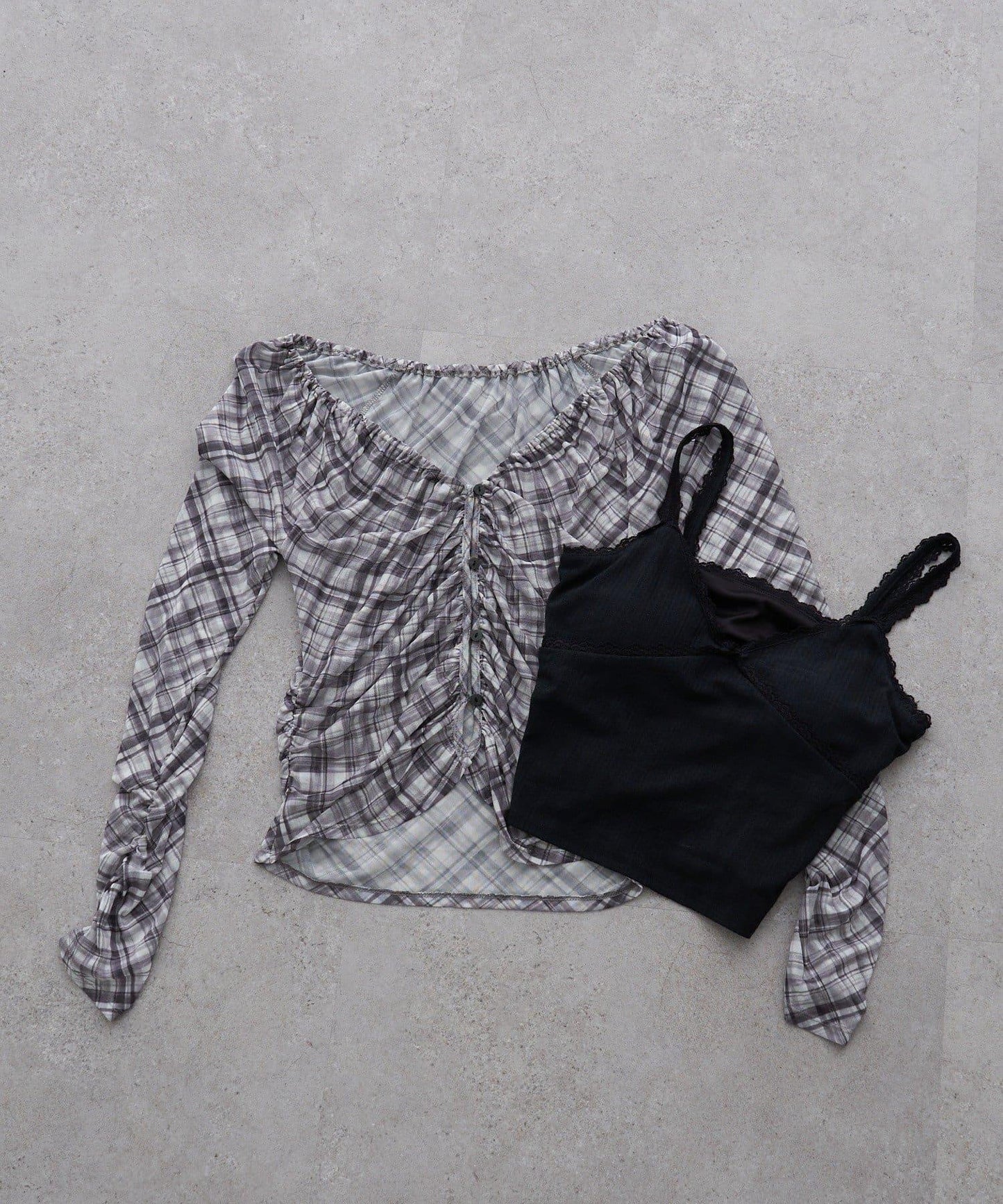 透視開衫與內衣吊帶套裝