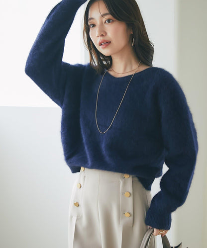 【最強美人感】羊毛羊絨混紡前後兩穿針織衫