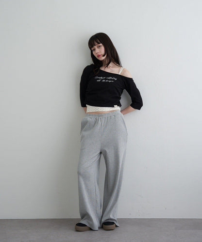【RAY CASSIN】フロッキーロゴワンショルレイヤードTシャツ