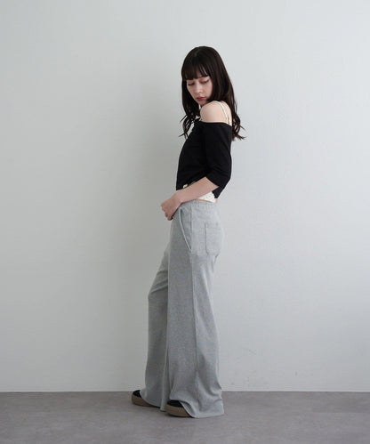 【RAY CASSIN】フロッキーロゴワンショルレイヤードTシャツ